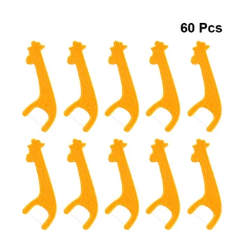 

60pcs/2 Boxes Children Teeth Floss Pick Cartoon Floss Stick Teeth Cleaning Tools Flossers Toothpick Line for Kids (Orange)