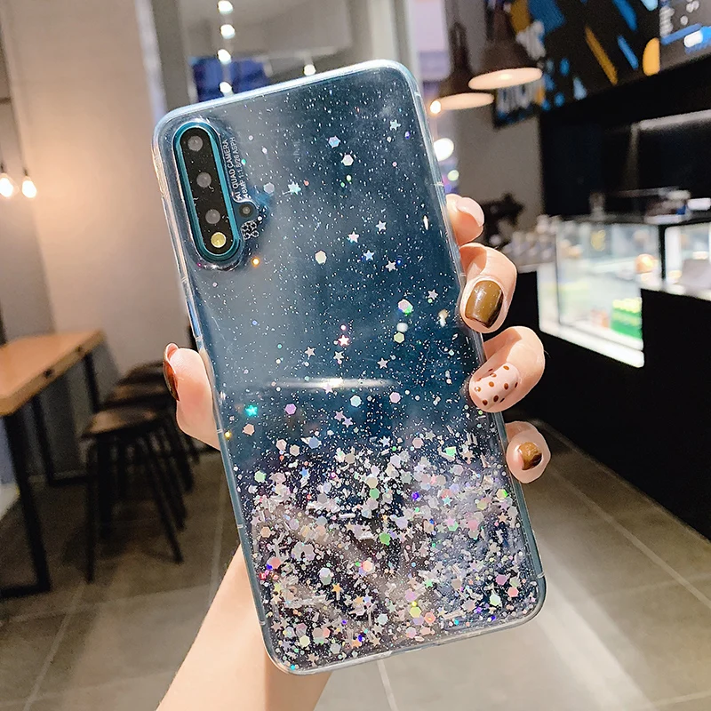Чехол для huawei mate 20 lite Y9 Play 7c 7s Honor 7a Play 9i 9 7X Новые Модные прозрачные украшения блестки Стразы фольга блестки чехол
