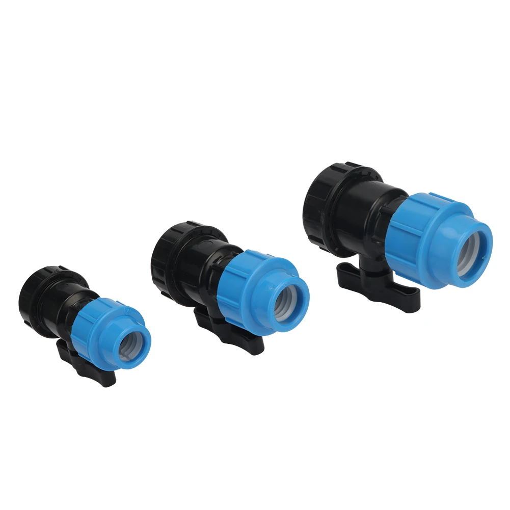 

1 Pcs 20mm 25mm 32mm Pipe Interface to 1/2" 3/4" 1" Female Thread PE Plastic Valve Connector Irrigation Water Control Switch