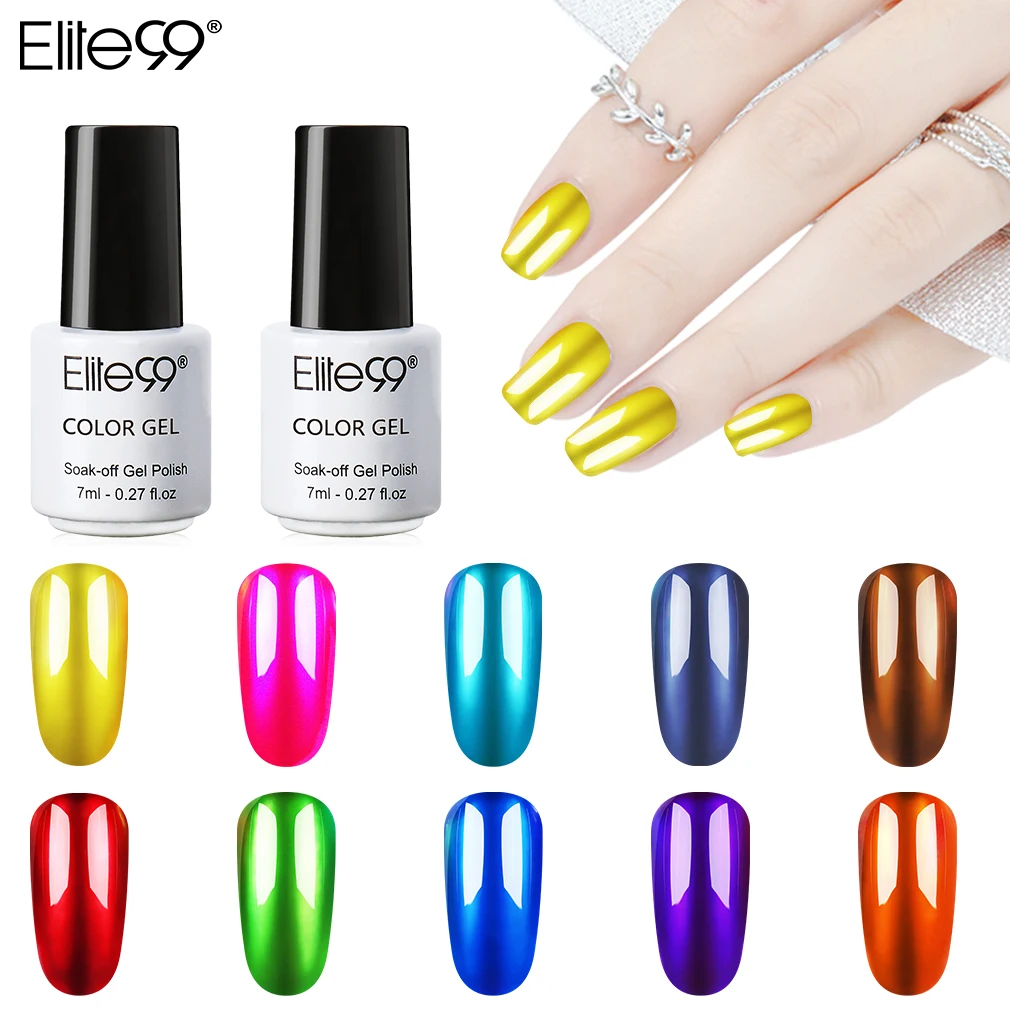 

Elite99 7ml Titanium Silver Gel Nail Polish Mirror Effect Gel Varnish Semi Permanent UV Gel Polish Gemstone Nail Art Lacquer