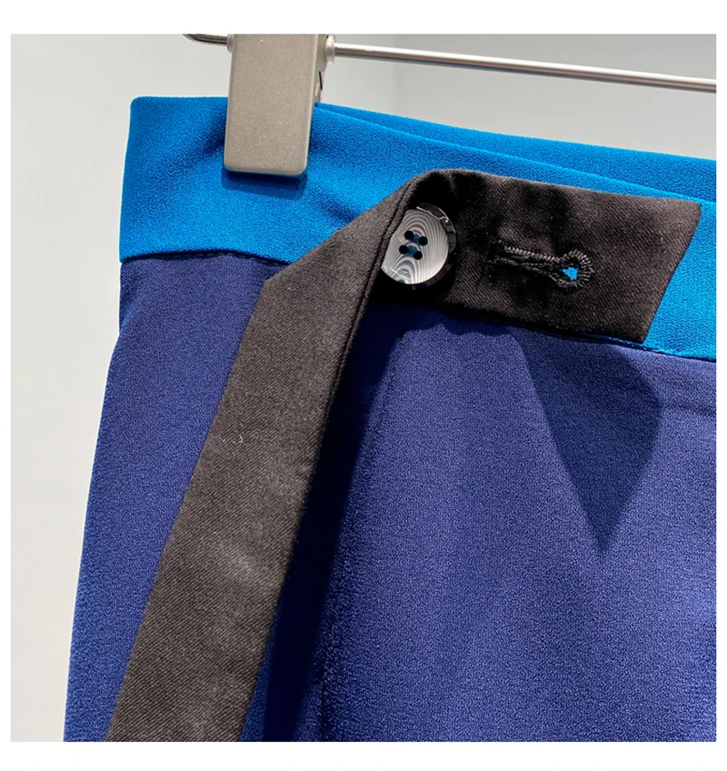 [EAM] High Waist Blue Asymmetrical Pleated Ruffles Temperament Half-body Skirt Women Fashion Tide New Spring Autumn 2020 1X801