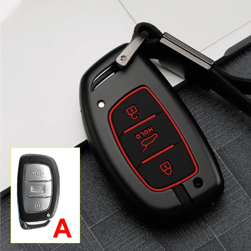 A Black Red Цинковый сплав+ силиконовый чехол для ключа автомобиля чехол для hyundai Tucson Creta ix25 i20 i30 HB20 Elantra Verna Sonata Mistra аксессуары - Название цвета: A Black Red