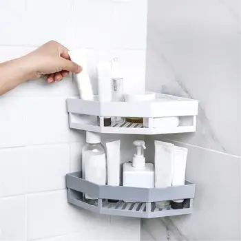 

Punch-free Corner Bathroom Shampoo Shower Shelf Storage Rack Snap Up Holder Organizer Wall-mounted Kitchen Bathroom Accessories