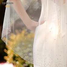 

TOPQUEEN V103 Wedding Veil with Rhinestone Edge Women's Short Veil Veu Bride Short with Comb Shiny Veil for Bride Rhinestone