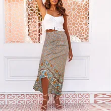 Женские юбки, новинка, Весенняя модная женская длинная кружевная юбка с цветочным принтом, неровным подолом и оборками, модная юбка# 40