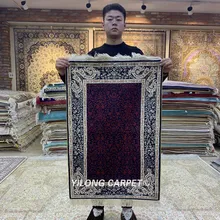 Yilong 2'x3' Восточный шелковый ковер фиолетовый ручной работы небольшой Тебриз шелковые ковры(HF106B