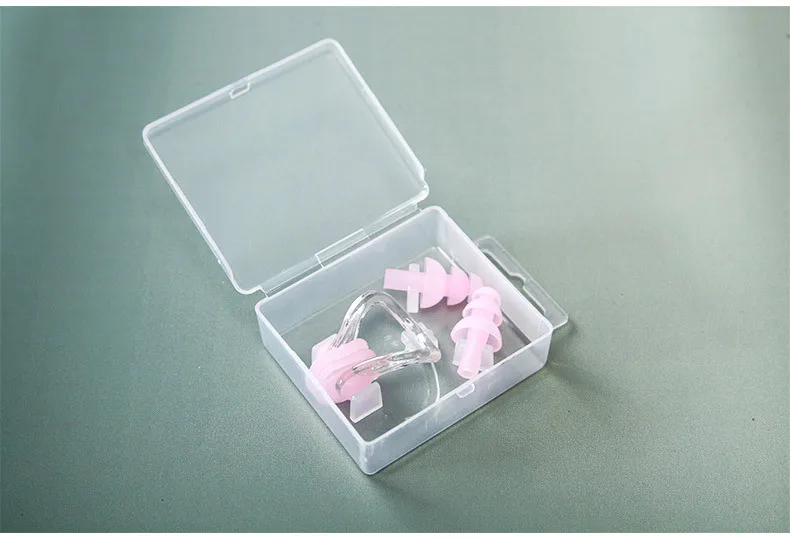 Silica Gel Nose Clip for Swimming Earplug Set with Rope Boxed Earplug Nasal Splint Adult Children Anti-Water Swimming Equipment