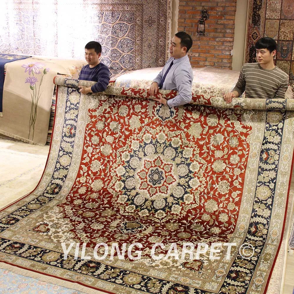 Красный и синий коврик ручной работы YILONG 9 'x 12' восточные персидские ковры