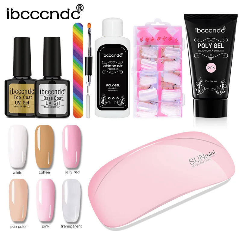 

30g Extend Builder Polygel Nail Kit Poly Gel Set Nail Quick Extension UV LED Hard Gel Acrylic Builder Gel with Nail Lamp dfdf