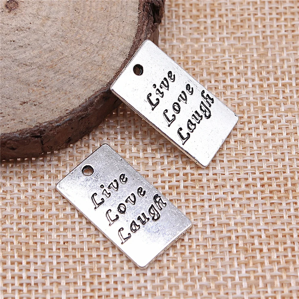 

Оптовая продажа, 100 шт./пакет, 22x12 мм, прямоугольная, двусторонняя, Живая Любовь, искусственное серебро, цвет под старину, для фото