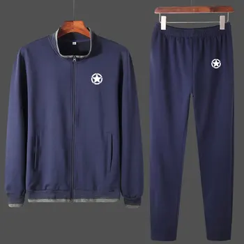 

Mens Sport Set Casual Autumn Running Suit Men Cardigan Sweatshirt and Elastic Sweatpants Mens Clothes Two Pieces Sets Tracksuits