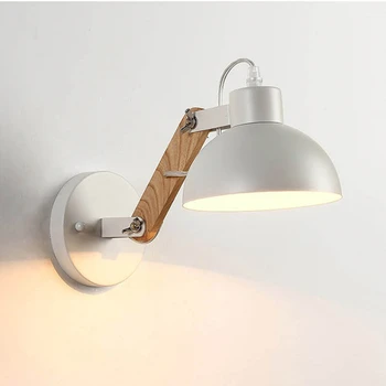 

Northern Europe bedroom bedside led simple creative solid wood art living room Corridor Hotel wall lamp