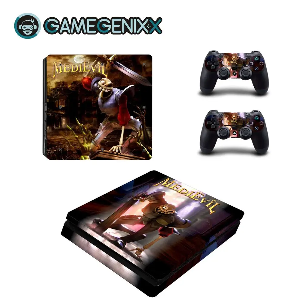 Наклейка на кожу GAMEGENIXX Виниловая наклейка для PS4 Slim Console и 2 контроллера-MEDIEVIL