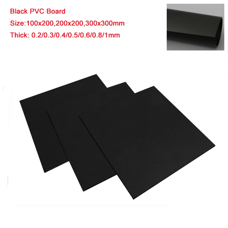 Lastra in PVC nero sottile lastra di plastica 100x200,200x200,300x300mm *  spessore 0.2/0.3/0.4/0.5/0.6/0.8/1mm materiale isolante fai-da-te -  AliExpress