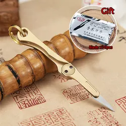 EDC – Mini couteau pliant d'extérieur, de poche, autodéfense, exquis, en laiton, porte clés, pour démolition, déballage Express, 1 pièce 