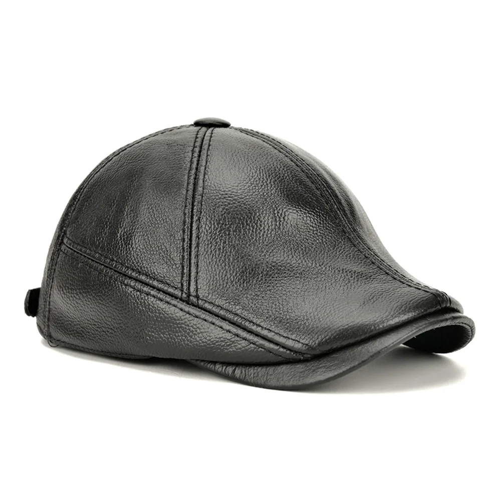 [AETRENDS] Мужская кожаная плоская шапка с ушками Гэтсби Newsboy для вождения, теплые зимние шапки плюща для мужчин, Z-5434