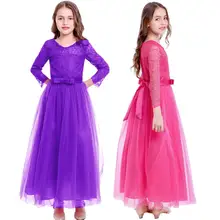 Длинные свадебные платья подружки невесты из тюля для девочек; платье принцессы на День рождения; реквизит для фотосессии; элегантное праздничное платье для девочек