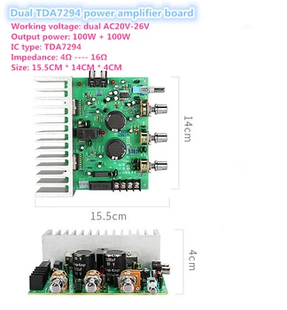 

Finished TDA7294 Audio Amplifier Board 100W*2 Two Channel Speaker Protection Power Amplifier Board Sound System Speaker 20V-26V
