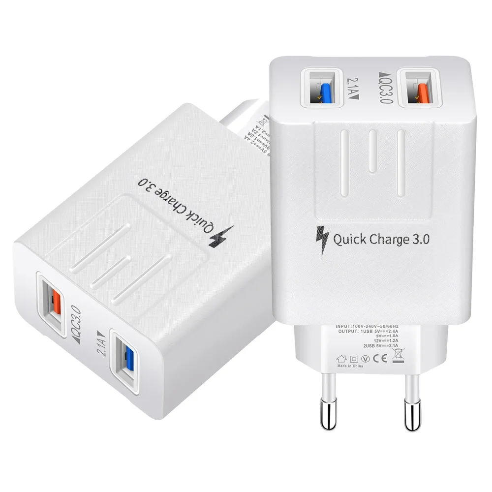 Быстрая зарядка QC 3,0 Smart Fast 2 USB настенное зарядное устройство для Xiaomi samsung huawei Quick Charge зарядное устройство адаптер для мобильного телефона