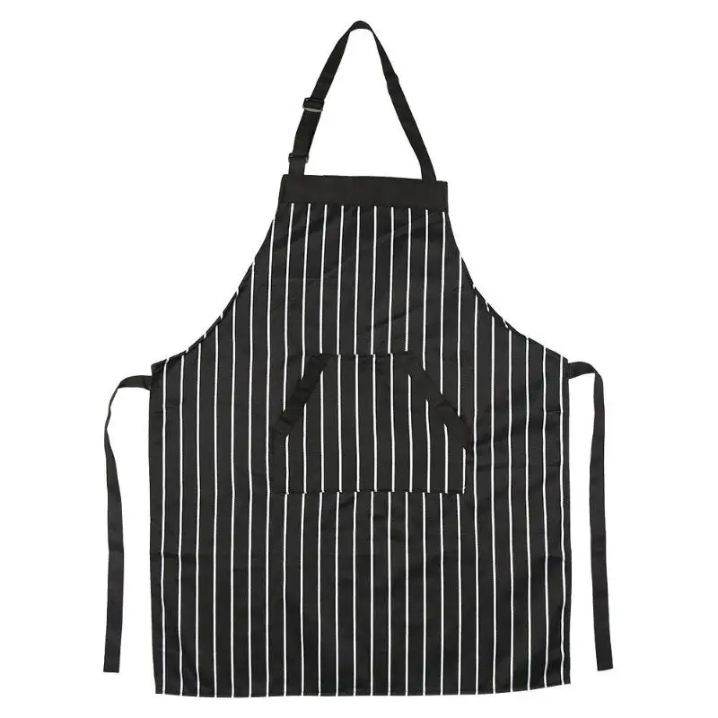 Black stripes Водонепроницаемый полосатый фартук из хлопка для кухни, ресторана, приготовления еды с карманом красивый и практичный хороший кухонный помощник - Цвет: Black stripes