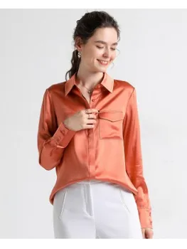 

2020 spring new heavyweight silk shirt women's high quality silk elastic satin shirt fashion long sleeve top