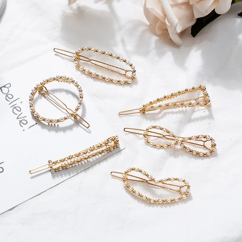 

Fashion Crystal Pearl Hair Clip Metal Hairclip Elegant Barrette Bobby Hair Pins Wedding Hair Clips for Women