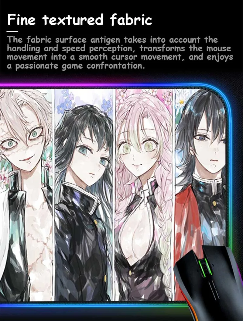 XGZ популярный коврик для мыши Kimetsu No Yaiba с изображением демона из аниме большой RGB коврик для компьютерного стола с замочком цветной натуральный каучук нескользящий