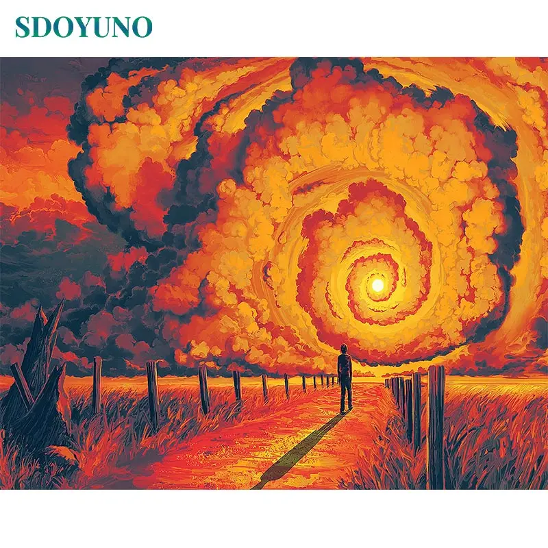 SDOYUNO 60x75cm Painting By Numbers DIY Drawing by numbers Landscape Sunnet Frameless Digital On Canvas | Дом и сад