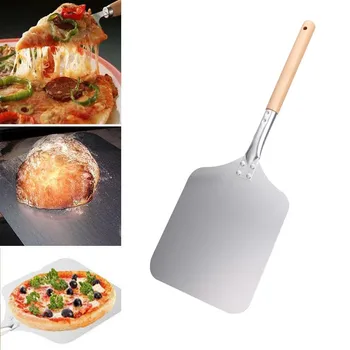 

Aluminum Pizza Peel Shovel Wood Handle Pizza Lift Turner Peel For Cake Bread Pizza Transfer To Oven Heat Resistant Kitchen
