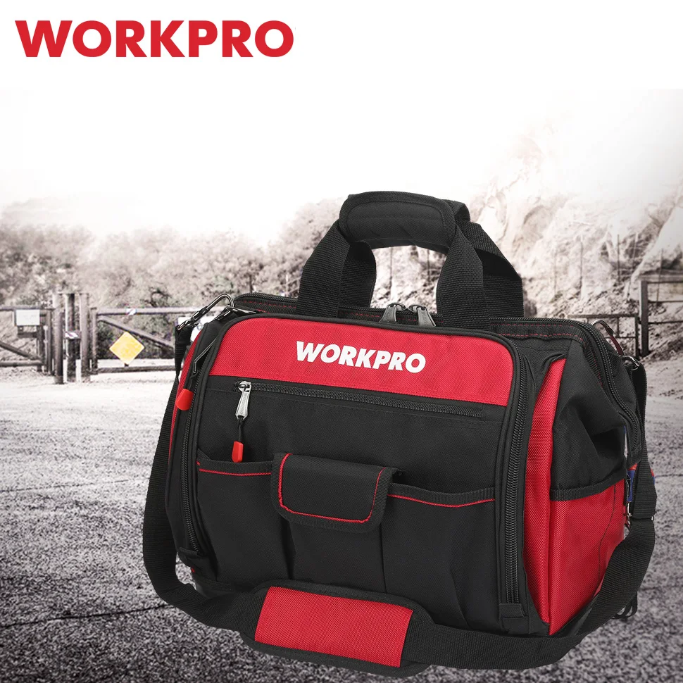 Сумка для инструментов WORKPRO 16 дюймов с открытым верхом многофункциональная