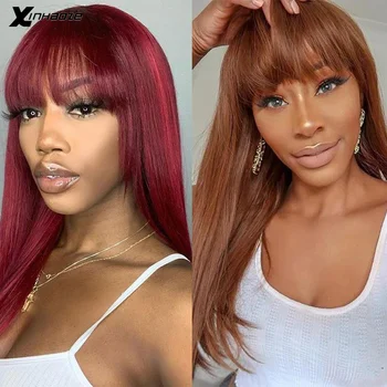 

Xinhaoze #30 Blonde Lace Front Human Hair Wigs Brazilian Remy Human Hair Blonde Burgundy Lace Frontal wig With Bang Preplucked