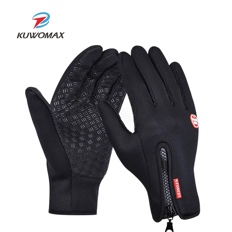 AK-ST-04102 KUWOMAX велосипедные перчатки с сенсорным экраном зимние велосипедные перчатки ветрозащитные теплые флисовые перчатки для мужчин и женщин для катания на лыжах - Цвет: AK-ST-04102