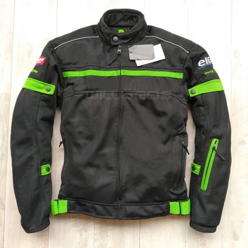

Black Green Motorcycle Summer Breathable Riding Jacket for Kawa saki Racing Clothes with winter cotton lining