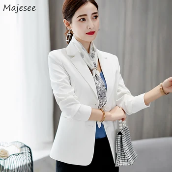 

White Blazers Women Korean Fashion Clothing Elegant Plus Size Temperament Womens Blazer Casual Long Sleeve Slim All Match Soft