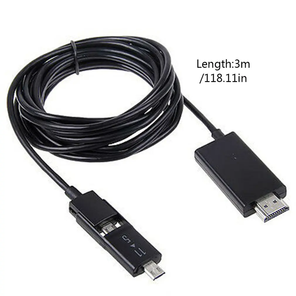 3 м/10FT Micro-USB MHL к HDMI HDTV кабель адаптер для Android смартфон 5/11Pin черный