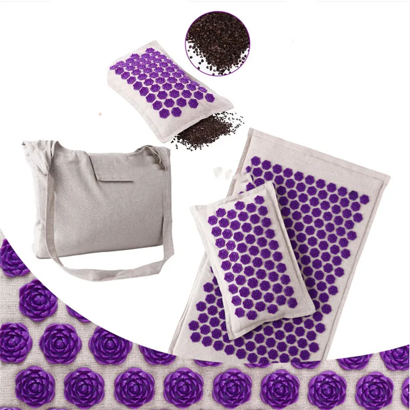 Nature Linen Coconut palm Massage Yoga mat sport pillow mat with bag Lotus Spike Acupressure Mat Cushion yoga mat sports floor mats massage pad yoga fitness equipment