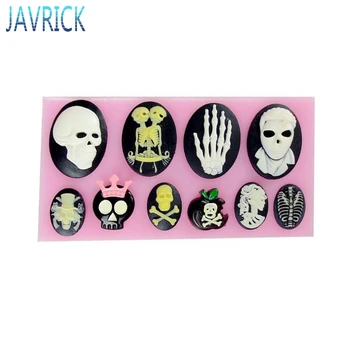 

Halloween Funny Skulls Silicone Liquid Fondant Chocolate Cake DIY Molds F3MD