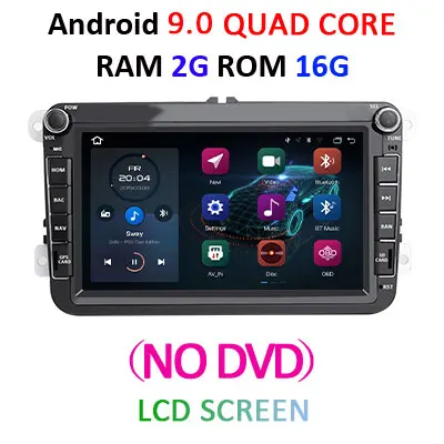 4G 64G 8 ядерный Android 9,0 2 din Автомобильный dvd-плеер gps для Volkswagen/VW Golf 5/6 passat/CC/B6/B7 polo Skoda/Seat/Leo Автомагнитола obd2 - Цвет: 2G 16G LCD NO DVD