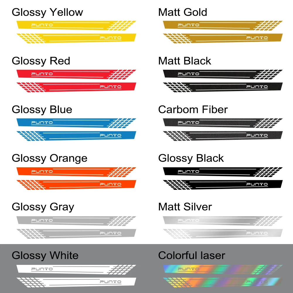 2PCS Reflective Auto Vinyl Films Car Decoration PVC Decals For Fiat Punto Auto Door Side Skirt Stripes Stickers Car Accessories (5)