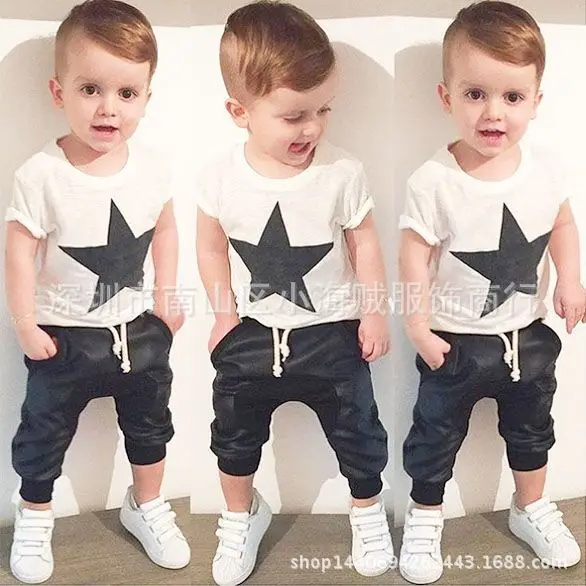 

Boys 2 Pcs Star Printed Summer Clothing Set Fashion T-shirt Pants Suit Kids Sports Outerwear Tracksuits Children Casual Outfit