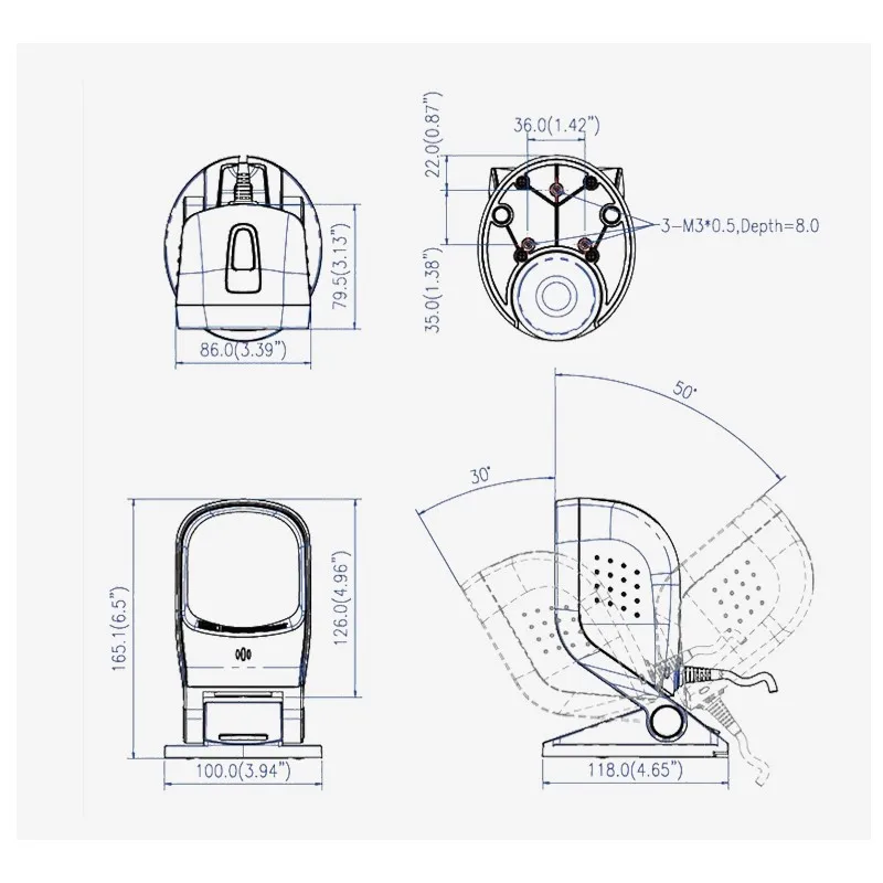 Zebex Z-6170 Hands-Free Laser Omnidirectional Barcode Scanner