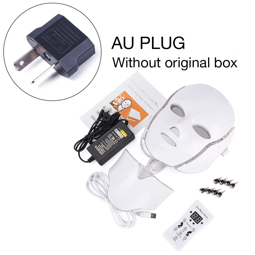 au without box Светодиодный, для лица, шеи, EMS, микро-ток против морщин, акне, удаление, омоложение кожи, электрический аппарат для красоты лица - Цвет: au without box