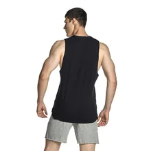 Фитнес без рукавов повседневный Европа и Америка из чистого хлопка свободное-Fit вырез лодочкой жилет спортивный жилет мужской Весенний стиль