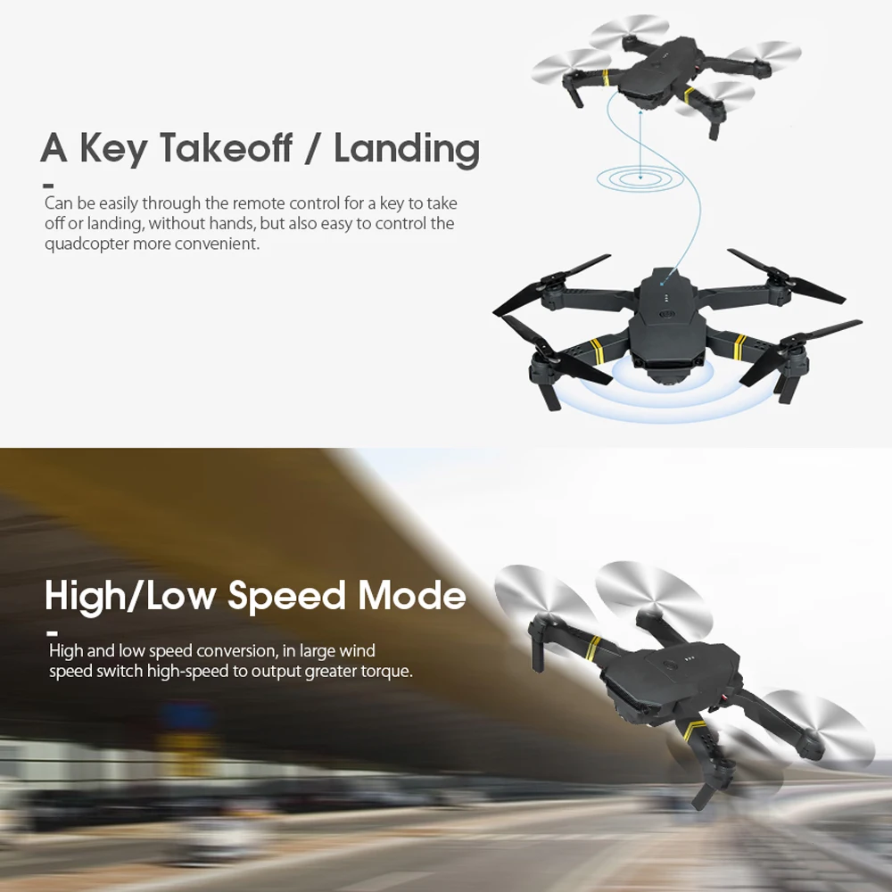 Drones with Camera for Adults Beginners Kids, Foldable E58 Drone with 1080P  HD Camera, RC Quadcopter - FPV Live Video, Altitude Hold, Headless Mode,  One Key Take Off/Landing, APP Control