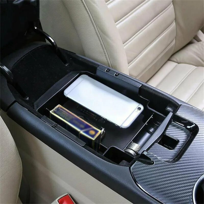 1pc Car Center Armrest Storage Box Container Organizer black car interior Storage Box for Ford Fusion 2013