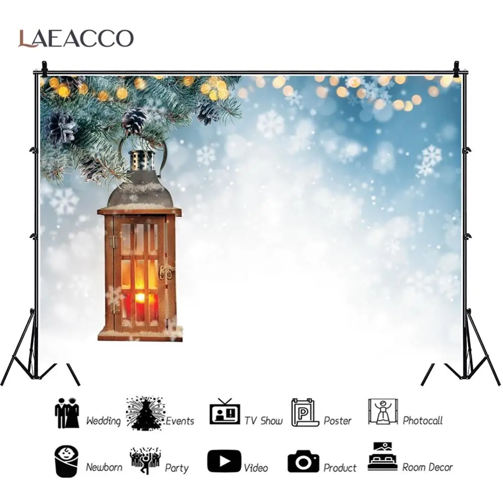 

Laeacco Winter Christmas Pine Tree Snowflake Light Polka Dots Photo Backdrop Newborn Baby Photography Background For Photostudio