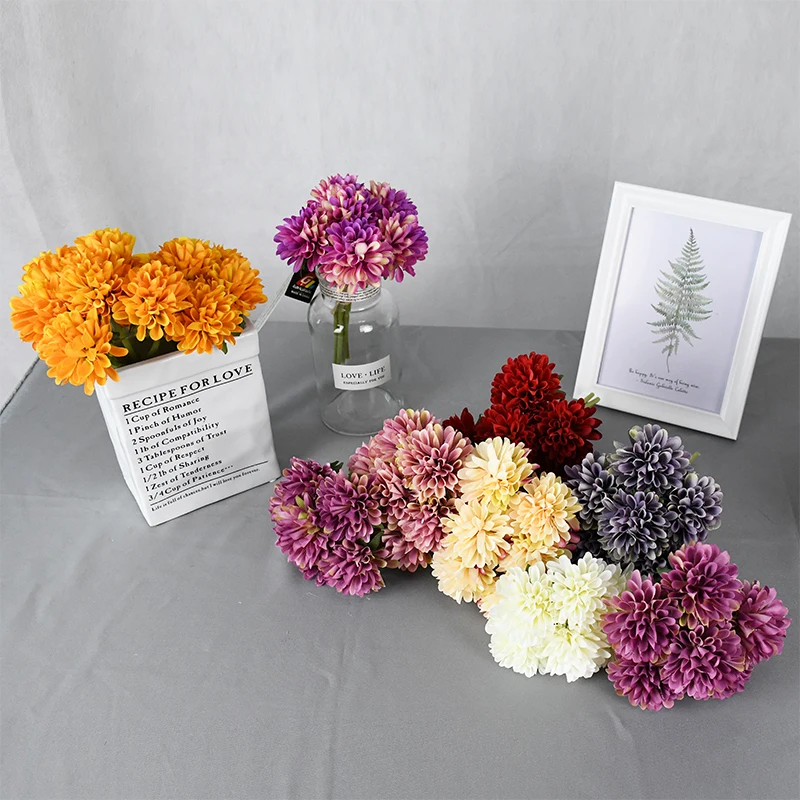US $3.6 20% OFF|6pcs 6.5cm Silk Chrysanthemum Flower Bouquet Artificial Silk Flowers for Home Wedding Decoration Silk Hydrangeas Fake Gerbera on AliExpress 