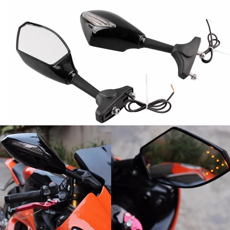 

Motorcycle LED Indicator Rear View Side Mirrors Rearview Mirrors For Honda / Suzuki / Yamaha / Ducati Etc All Street Bikes Pair