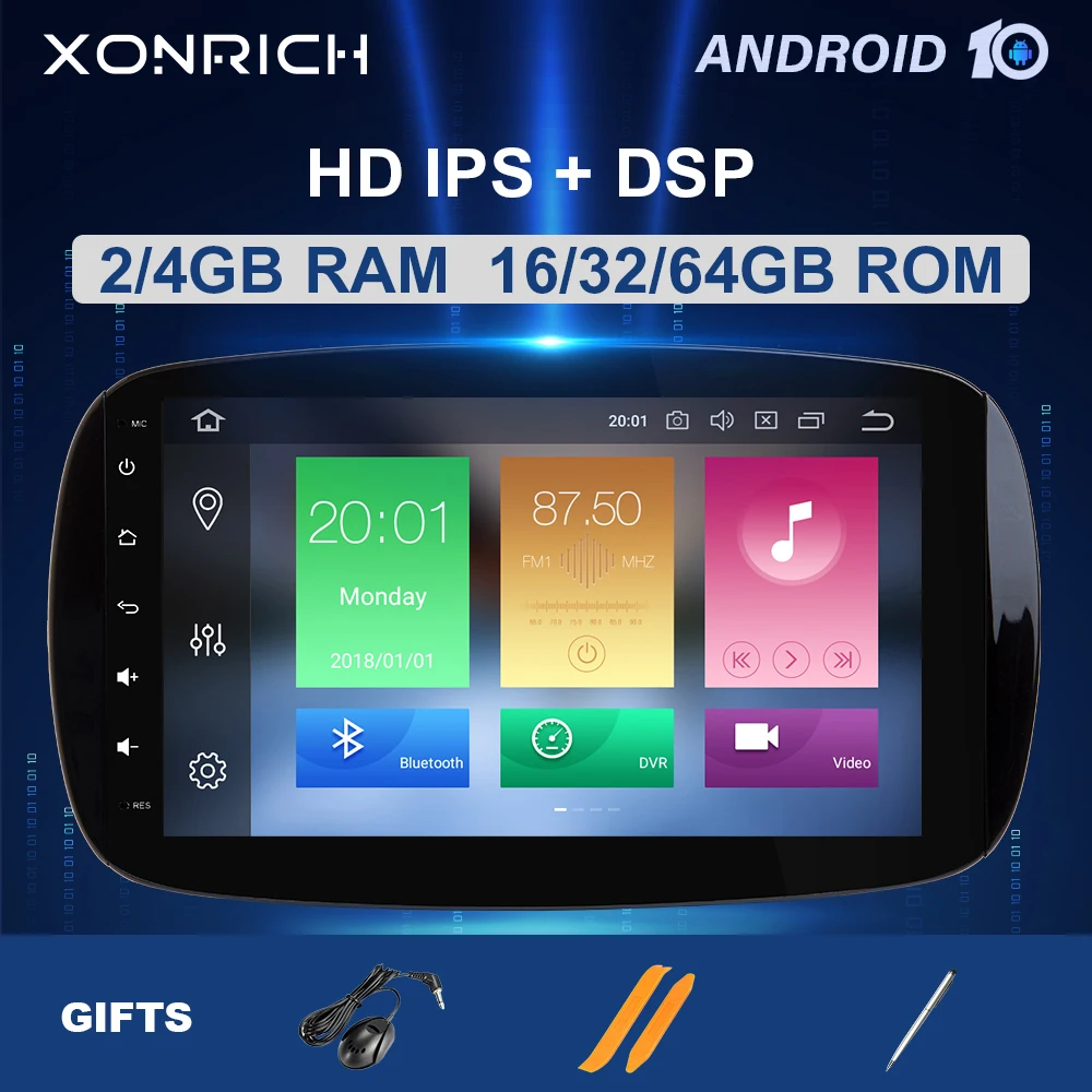 Автомобильный мультимедийный плеер IPS DSP 4G 2 din Android 10 автомобильное радио для