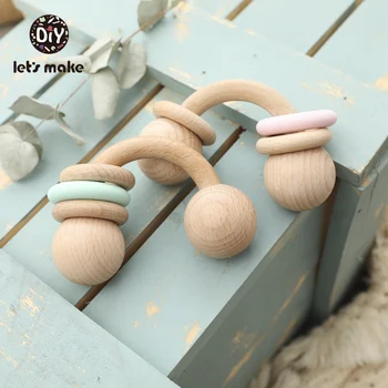 

Let's Make Baby Toys 0-12 Months Wooden Rattles Toys Educational Developmental 1PC Beech Semicircle Children's Toys For Kids